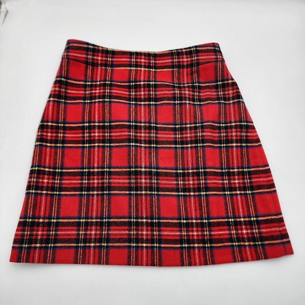 J. Crew Red Plaid A-Line Skirt